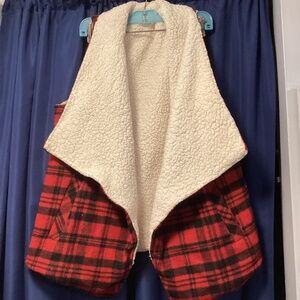 Plaid Sherpa vest